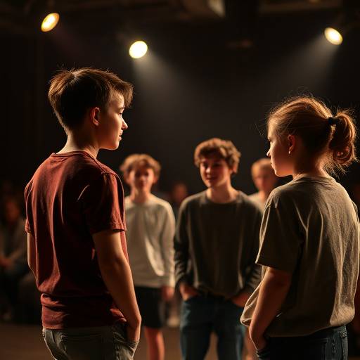 Schauspielschüler proben auf der Bühne